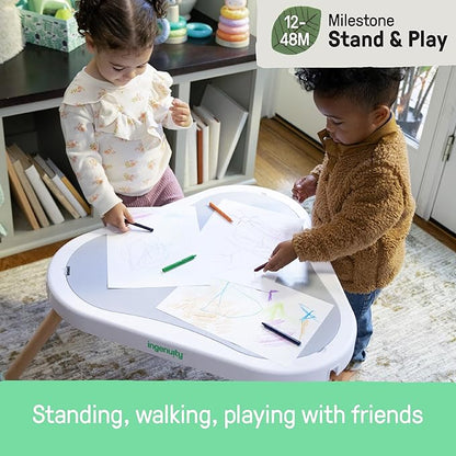 Ingenuity 3-in-1 Baby Jumper and Activity Center with Lights and Sounds – Converts to Toddler Play Table, 4 Adjustable Heights, Wood Legs, Ages 4 Months to 3 Years