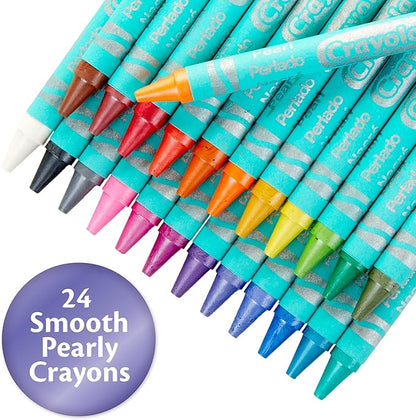 Crayola Pearl Crayons, Pearlescent Colors, 24 Count, Coloring Supplies, Gift for Kids, Ages 3, 4, 5, 6