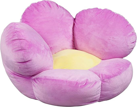 ECR4Kids SoftZone Flower Cozy Cushion Floor Pillow, Bright Purple