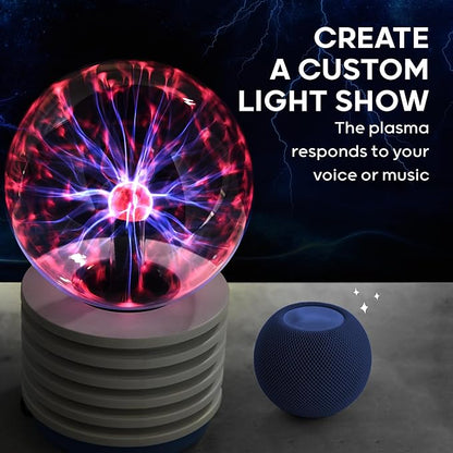 Discovery™ Plasma Globe Lamp - Touch & Sound Sensitive Lightning| Electric Tesla Coil Base Design| Educational STEM Toy| Home & Room Décor| Light-Up Plasma Orb| Interactive Globe| Fun Science Gift