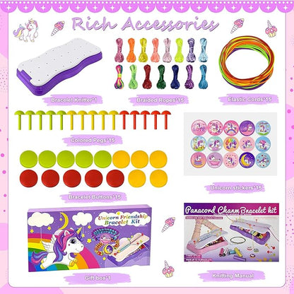 Friendship Bracelet Making Kit,String Bracelets Maker Arts and Craft for Girls,Birthday Gifts Ideas Christmas Stocking Stuffers Gifts for Girls (Purple Unicorn)