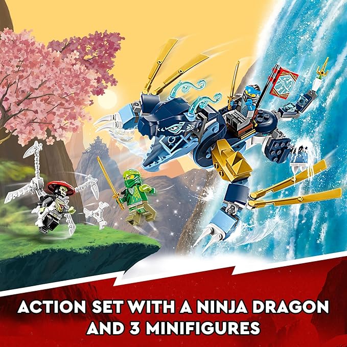 LEGO NINJAGO NYA’s Water Dragon EVO 71800 Toy for Girls and Boys 6 Plus Years Old, Mythical Creature Figure Building Set, Ninja Action Birthday Gift Idea
