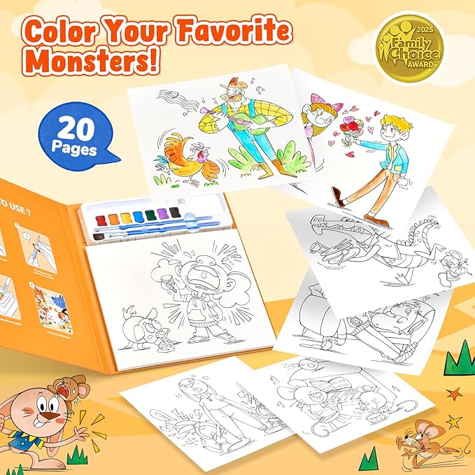 JoyCat Paint with Water Coloring Books for Toddlers, Watercolor Painting Sets for Kids Ages 3-5 4-8, Arts and Crafts Drawing Activities Toy Birthday Gifts for Boys Girls (Comics)