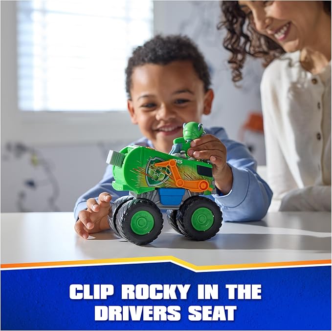 Paw Patrol: Rescue Wheels Rocky’s Recycle Truck, Toy Truck with Projectile Launcher and Collectible Action Figure, Kids Toys for Boys & Girls Ages 3+