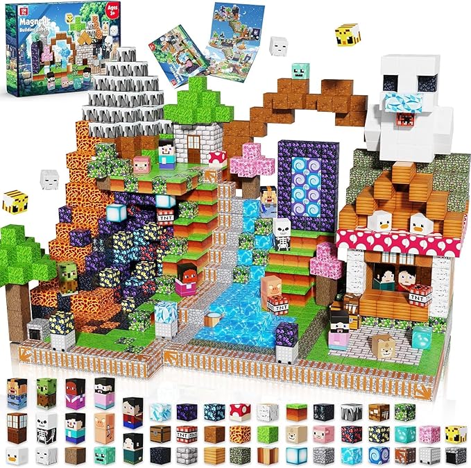 Magnetic Blocks - 150PCS Magnetic Building Blocks Cubes Adventurer, Magnet Toys for Kids Age 3+, Toy Building Set for Kids, Magnet Construction Easter Birthday Gifts for Boys Girls Age 4-8, 8-12