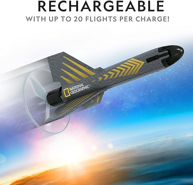 NATIONAL GEOGRAPHIC Rocket Launcher for Kids – Patent-Pending Motorized Air Rocket Toy, Launch up to 200 ft, Kids Outdoor Toys & Model Rockets, Gifts for Kids Ages 8 9 10 11 & 12, Space Toys
