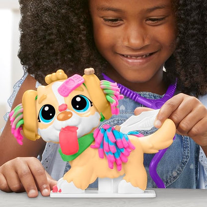 Play-Doh Care 'n Carry Vet Playset for Kids 3 Years and Up with Toy Dog, Storage, 10 Tools, and 5 Modeling Compound Colors, Non-Toxic