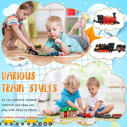 Hanaive 2 Sets Train Toys Small Alloy Retro Simulation Steam Pull Back Train Model Diecast Locomotive for Boys Girls Birthday Party Favor Classroom School Reward Gifts