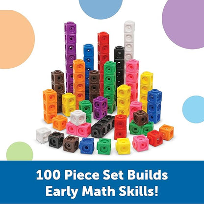 Learning Resources MathLink Cubes - Set of 100 Cubes, Ages 5+ Kindergarten, STEM Activities, Math Manipulatives, Homeschool Supplies, Teacher Supplies
