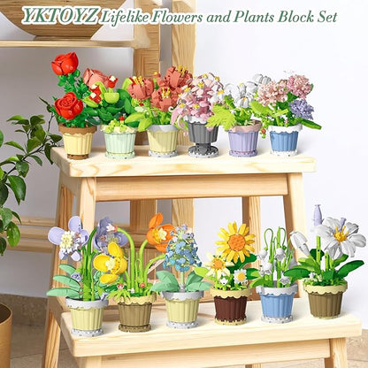 Flowers and Plant Building Set,(2531 Pcs) 12 Kinds Flowers Botanical Bonsai Building Set for Adults, Kids, Girls, Idea Gifts for Mother's Day, Birthdays, Creative Building Block Toys Decor for Home