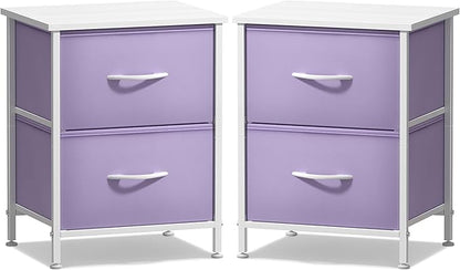 Sorbus Nightstand with 2 Drawers - Kids Bedside Furniture End Table Night Stand - Steel Frame, Wood Top & Easy Pull Fabric Bins - Dresser & Chest for Home, Bedroom Accessories, Office & Dorm (2 Pack)