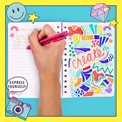 Just My Style Fidgiwear Pink Push & Pop Journal by Horizon Group USA, Poppable Fidget Toy Spiral-Bound Journal, Includes Never-Ending Poppable Fidget Toy Cover & 80 Pages, Pop Fidget Sensory Notebook