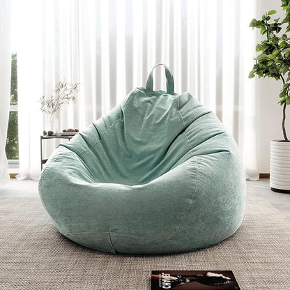 Child Bean Bag Cover(No Filler), Polyester White Bean Bag Cover Stuffable Bean Bag Memory Foam Soft Premium Corduroy Stuffable Bean Bag Plush Toy For Kids,35"*30"*30"