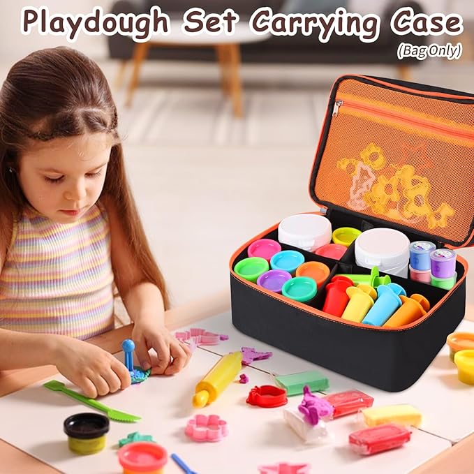 Hard Travel Case for Modeling Compound, Carrying Case for Playdough Set Portable Playdough Storage Organizer Container for Dough Art Clay Tool Kit, Bag Only