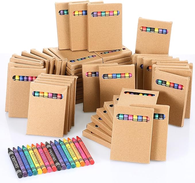 Crayons Bulk 8 Different Color Crayon Wrapped Wax Mini Boxes Bulk Party Favors Packs for Classroom Home Birthdays School Teachers(125 Packs)