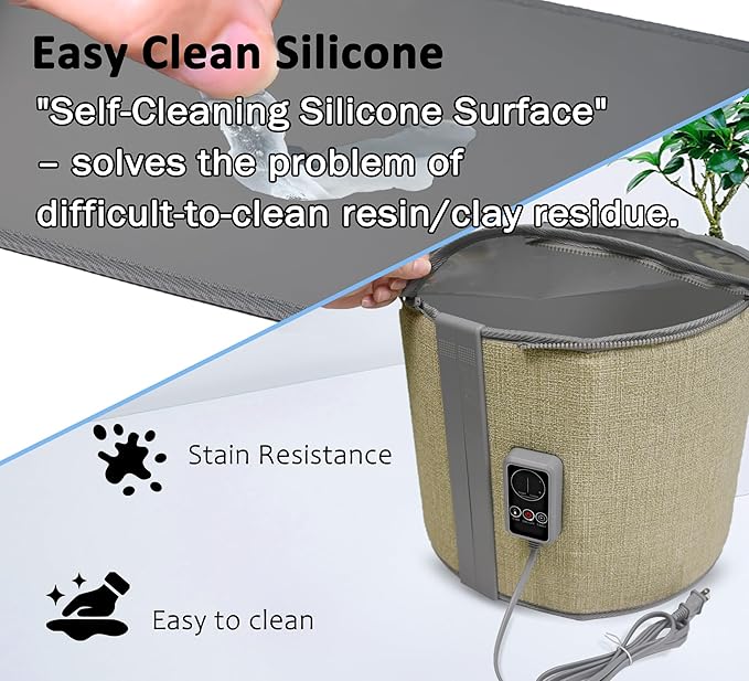Portable Graphene Heating Craft Heater for Resin & Clay - 113-149°F (45-65°C) Adjustable Temp, Timer, 105W, 15"x12.2" - Fast, Even Drying for Pottery & Acrylic Art