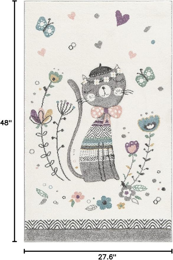 SAFAVIEH Carousel Kids Collection Accent Rug - 2'3" x 4', Ivory & Pink, Non-Shedding & Easy Care, Ideal for High Traffic Areas for Boys & Girls in Playroom, Nursery, Bedroom (CRK187A)