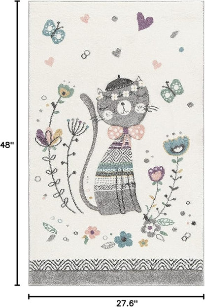 SAFAVIEH Carousel Kids Collection Accent Rug - 2'3" x 4', Ivory & Pink, Non-Shedding & Easy Care, Ideal for High Traffic Areas for Boys & Girls in Playroom, Nursery, Bedroom (CRK187A)