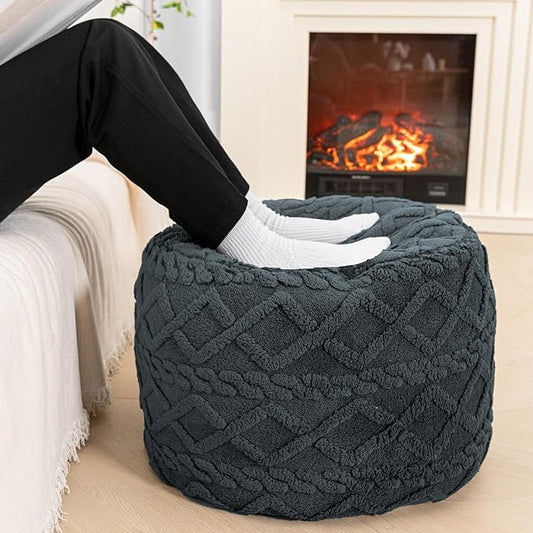 Round Pouf Ottoman Boho Poof Home Decor Floor Pouffe Handmade Circular Ottoman Footrest for Bedroom Foot Stool Poufs for Living Room 20x20x14 Inches
