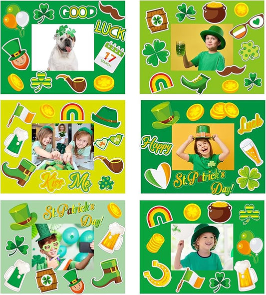 chiazllta 30 Packs St. Patricks Day Picture Frame Craft Kits for Kids St. Patricks DIY Craft Art St. Patrick Day Party Decoration Favor Home Classroom Game Activities