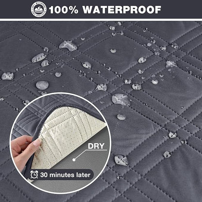 TAOCOCO 100% Waterproof Oversized Loveseat Recliner Cover, Non Slip Split Recliner Couch Covers for 2 Cushion Couch with Elastic Straps for Pets Kids(Oversized 2 Seater, Dark Grey)