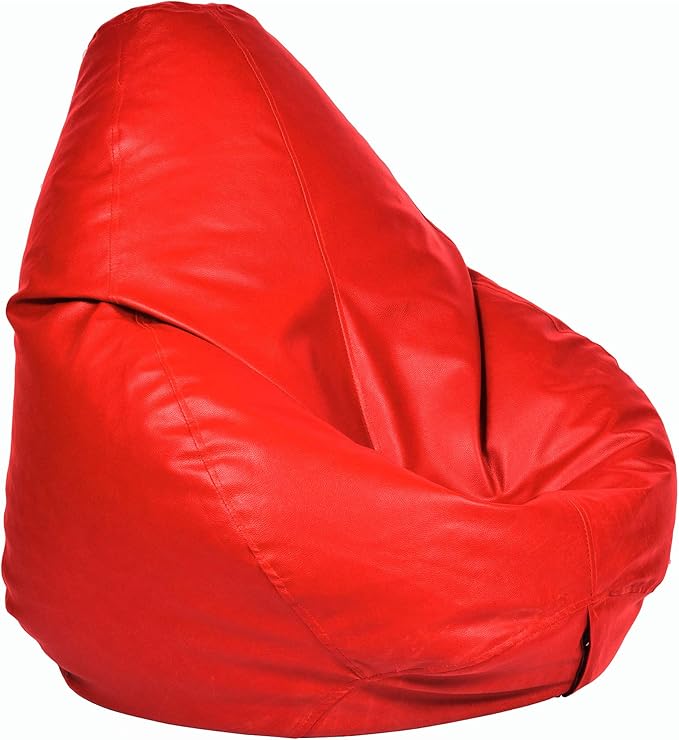 Ample Decor Bean Bag Cover (No Filling), Plush Toys Storage Soft Leatherette, Durable Construction Sturdy Zipper, Ideal for Children and Teenagers - Red