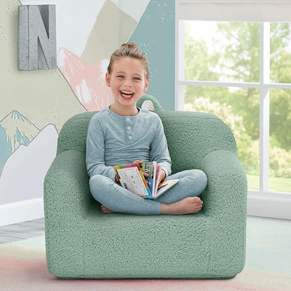Delta Children Sherpa Cozee Chair - Foam Kids Chair for Ages 18 Months and Up, Sage