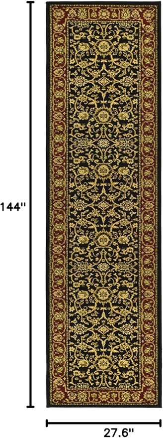 SAFAVIEH Lyndhurst Collection Runner Rug - 2'3" x 12', Black & Red, Traditional Oriental Design, Non-Shedding & Easy Care, Ideal for High Traffic Areas in Living Room, Bedroom (LNH212G)