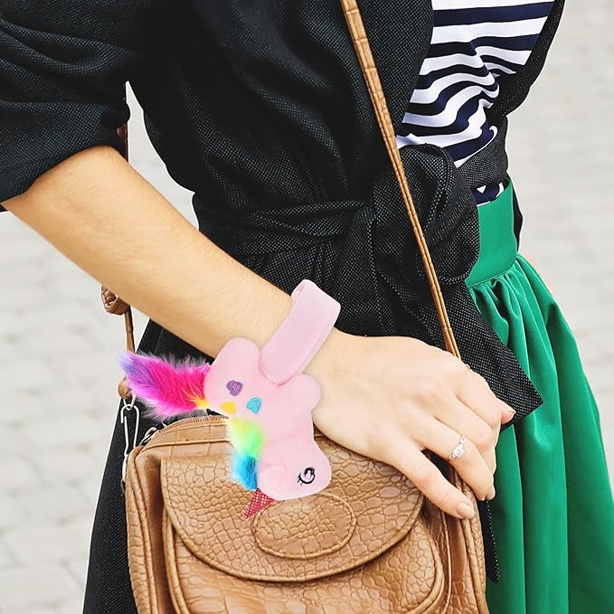 Animal Slap Bracelet Unicorn Slap Bracelet Plush Stuffed Animal Hugger Snap Wrist Band for Kids Birthday Party