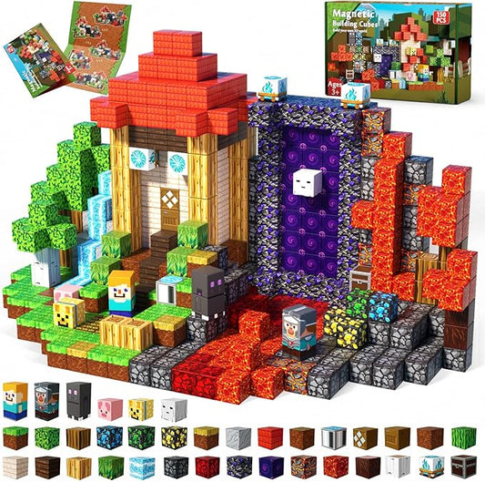 Magnetic Blocks - 150PCS Magnetic Building Blocks Toys Forest Portal Magnetic Cubes - Magnetic Toys for Montessori Toddler Birthday Gifts -STEM Construction Toys for Kids Ages 3+ for Boy & Girl