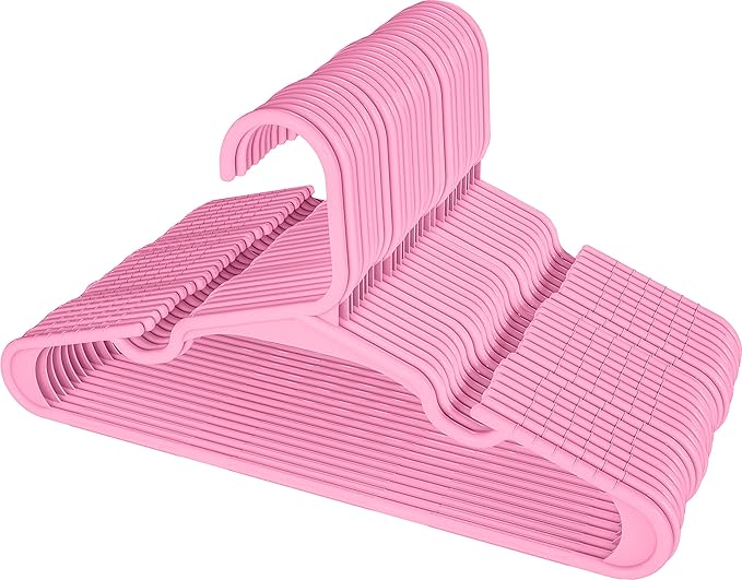 Utopia Home 60 Pack Kids Hangers - 11.5 Inch Plastic Baby Hangers for Closet - Childrens Hanger for Clothes & Infant Hanger for Closet - Ideal for Everyday Standard Use (Baby Pink)