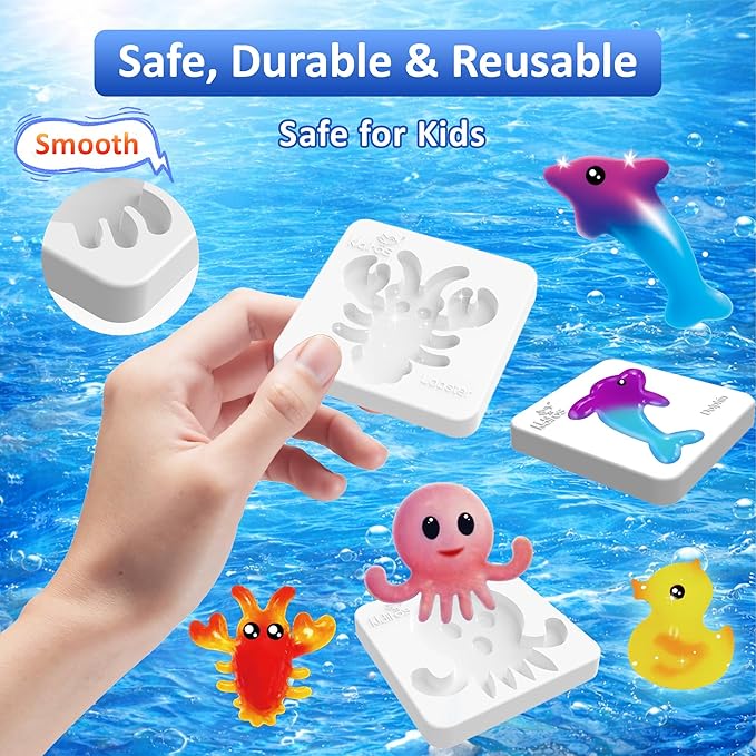 Kiditos Magic Water Elf Sea Creature Mold Set – 10 Reusable BPA Free Plastic Shapes for Creating Colorful Water Elves, STEM Craft Toy for Kids