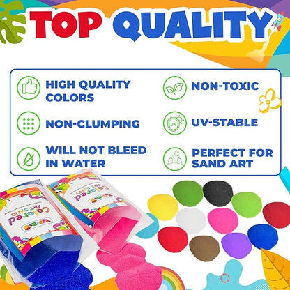 Sand Art Sand [15 Colors: 24 lbs], Colored Sands Bulk, Delightful Sands Art Fun for Crafts, Parties, Children, Nice Colorful Fun Sandy Crafts for Kids Age 3+, Non-Toxic, 15 Bags