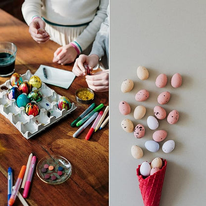 Youuys Wooden Easter Eggs Toys for Kids, Faux Easter Speckled Eggs DIY Art for Craft for Home Garden Decors, Cognitive Montessori Toy for Species Identification Early Educational Preschool Classroom