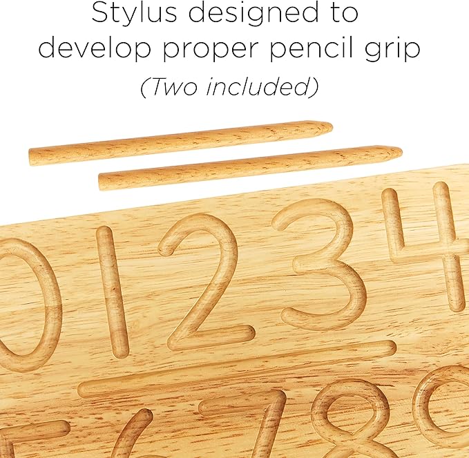 Montessori & Me Wood Number Tracing Board - Montessori Wooden Numbers and Shapes Complements Wooden Letter Tracing Board - Large Wooden Print Numbers for Toddler to Preschool