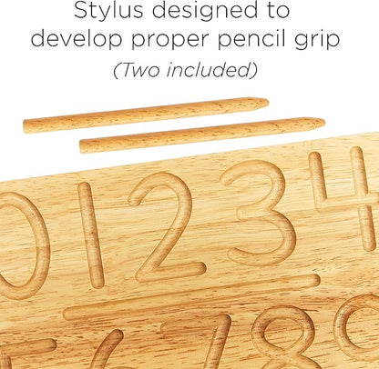 Montessori & Me Wood Number Tracing Board - Montessori Wooden Numbers and Shapes Complements Wooden Letter Tracing Board - Large Wooden Print Numbers for Toddler to Preschool