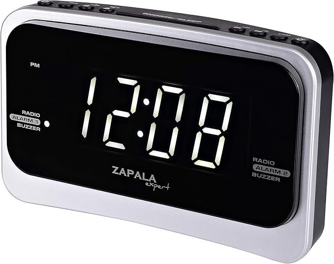 Alarm Clock Radio for Bedroom, 2 Alarms Big LED Display Plug in Simple Basic Digital FM Clock Radio with USB Charging Port, Adjustable Volume, Dimmable, Snooze for Deep Sleepers Kids