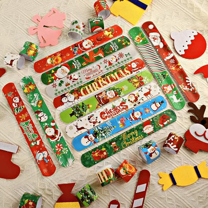 48 PCS Christmas Slap Bracelets Christmas Toys for Kids Boys Girls Toddlers Christmas Party Favors Stocking Stuffers Gifts
