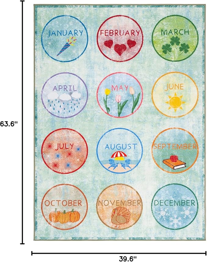 SAFAVIEH Kids Playhouse Collection Accent Rug - 3'3" x 5'3", Green & Blue, Non-Shedding Machine Washable & Slip Resistant Ideal for High Traffic Areas for Boys & Girls in Playroom, Bedroom (KPH256Y)