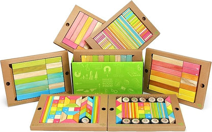 240 Piece Tegu Classroom Magnetic Wooden Block Set, Tints