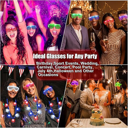 30 Pack LED Glasses Glow in The Dark Party Supplies Glow Sticks Glasses Party Favors Rave Neon Shutter Shades Light Up Glasses Sunglasses Party Favors for Kids/Adults Birthday Wedding Cosplay