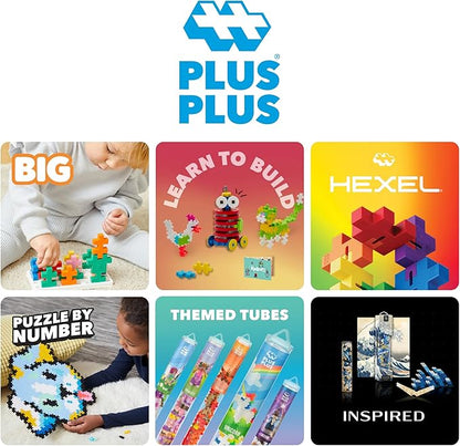 PLUS PLUS 240 Piece Interlocking Building Blocks for Kids, Open Ended Connecting Toys, STEM Bin Classroom Mini Manipulatives - Rainbow Mix Play Tube
