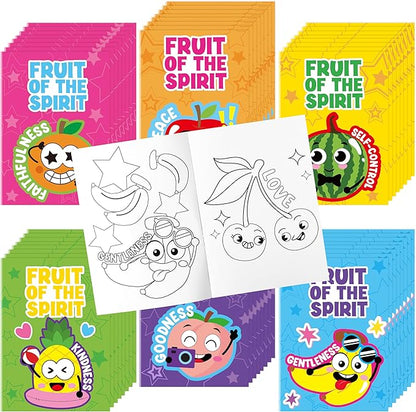 Dvbonike 48Pcs Fruit of the Spirit Coloring Books - Religious Bible DIY Color-in Pages Booklet Bulk Drawing Holiday Christian Activity Supplies for Sunday School Classroom Reward Artwork Gift for Kids