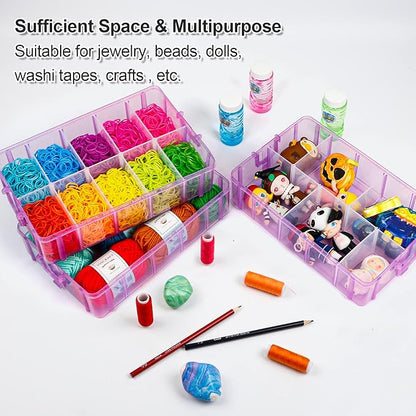 7 Layers Stackable Storage Container, 70 Adjustable Compartments (Purple) Stackable Storage Container, Perfect for Kids Toys, Art Crafts, Jewelry, Supplies, Mini Case & Letter Sticker Included