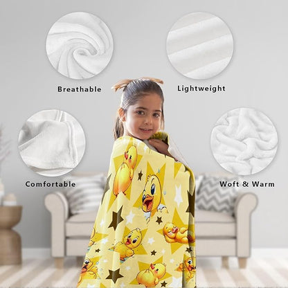 Aparajita Yellow Star Ducks Adult Duck Blanket Kids Funny Blanket Suitable for Bedroom Bed Sofa Crib Couch Chair Outdoor All Season Items That Yellow Duck Lovers Will Love 80"x60"for Adult