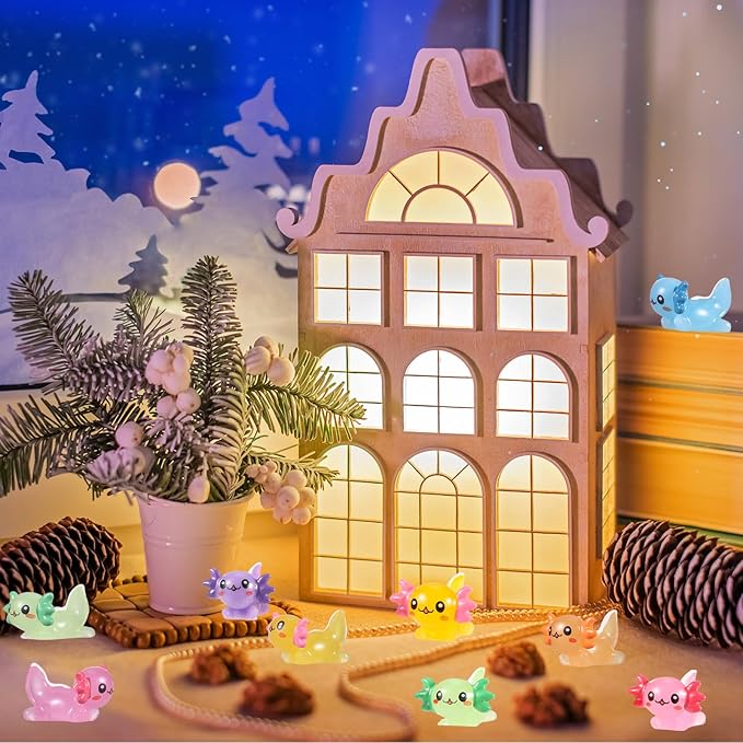70 Pcs Mini Resin Axolotl, Tiny Axolotl Miniature Figures Toy Mini Axolotl Charm Ornament for Fairy Garden Landscape Aquarium Birthday Christmas Party Decoration