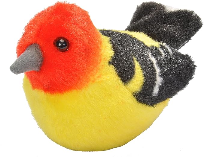 Wild Republic Audubon Birds Western Tanager Plush with Authentic Bird Sound, Stuffed Animal, Bird Toys for Kids and Birders