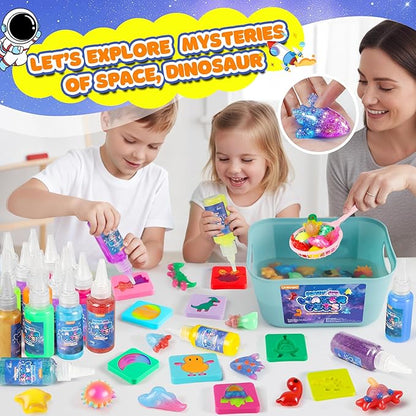 Magic Water Elf Toy Kit, Water Pets Toys for Kids, 36 Gels & 24 Molds, Aqua Fairy Water Gel Kit Squishy Maker, DIY Dinosaurs Space Make Your Own Squishies Sensory Toys, Crafts Gifts for Boys Girls 4+