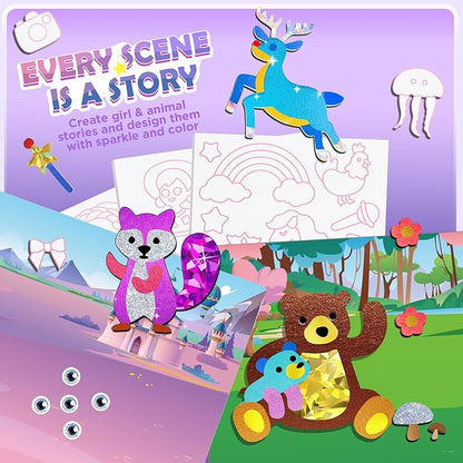 URMYWO Fun Foil Art Craft Supplies Kits, Princess Arts and Crafts for Kids Ages 4-8, No Mess DIY Creative Activity Sticker & Coloring Books, Travel Toys, Gifts for 4 5 6 7 8 9 10 Year Old Girls Boys