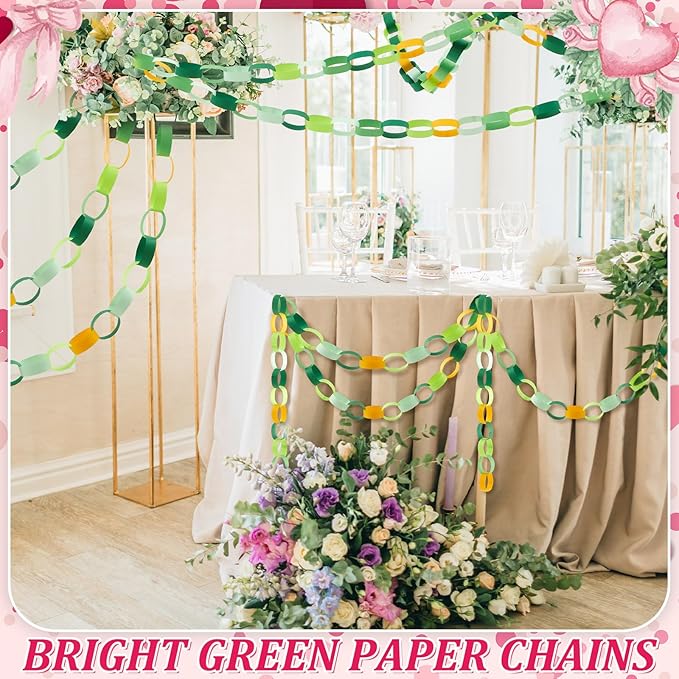 Lincia 600 Sheet Paper Chain Garland Strips 1x8 Inch with Double Sided Tape, DIY Construction Paper Chains for Birthday Wedding Holiday Party Decorations, Crafts Supplies (Irish Day)